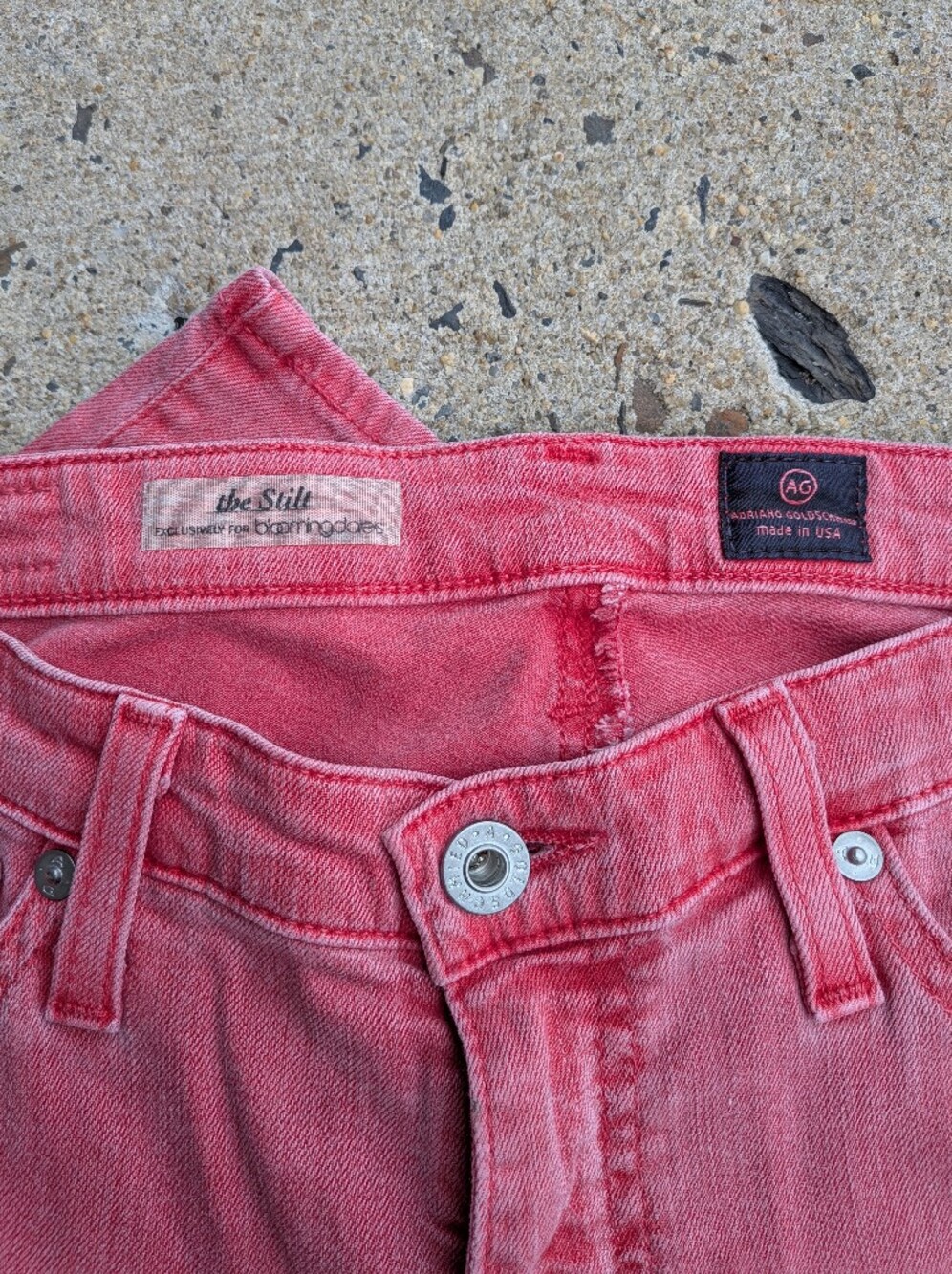 Ag The Stilt Adriano Goldschmied Red Jeans 28 For Bloomingdales - Picture 2 of 5